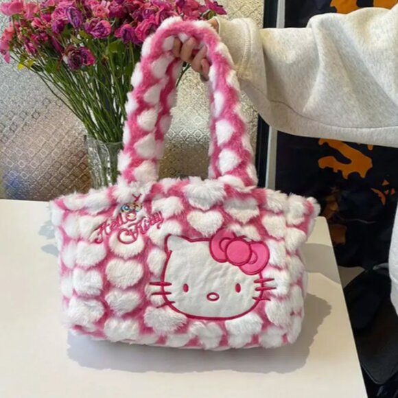 Hello Kitty Fuzzy Pink Shoulder Bag NWT - Picture 2 of 4
